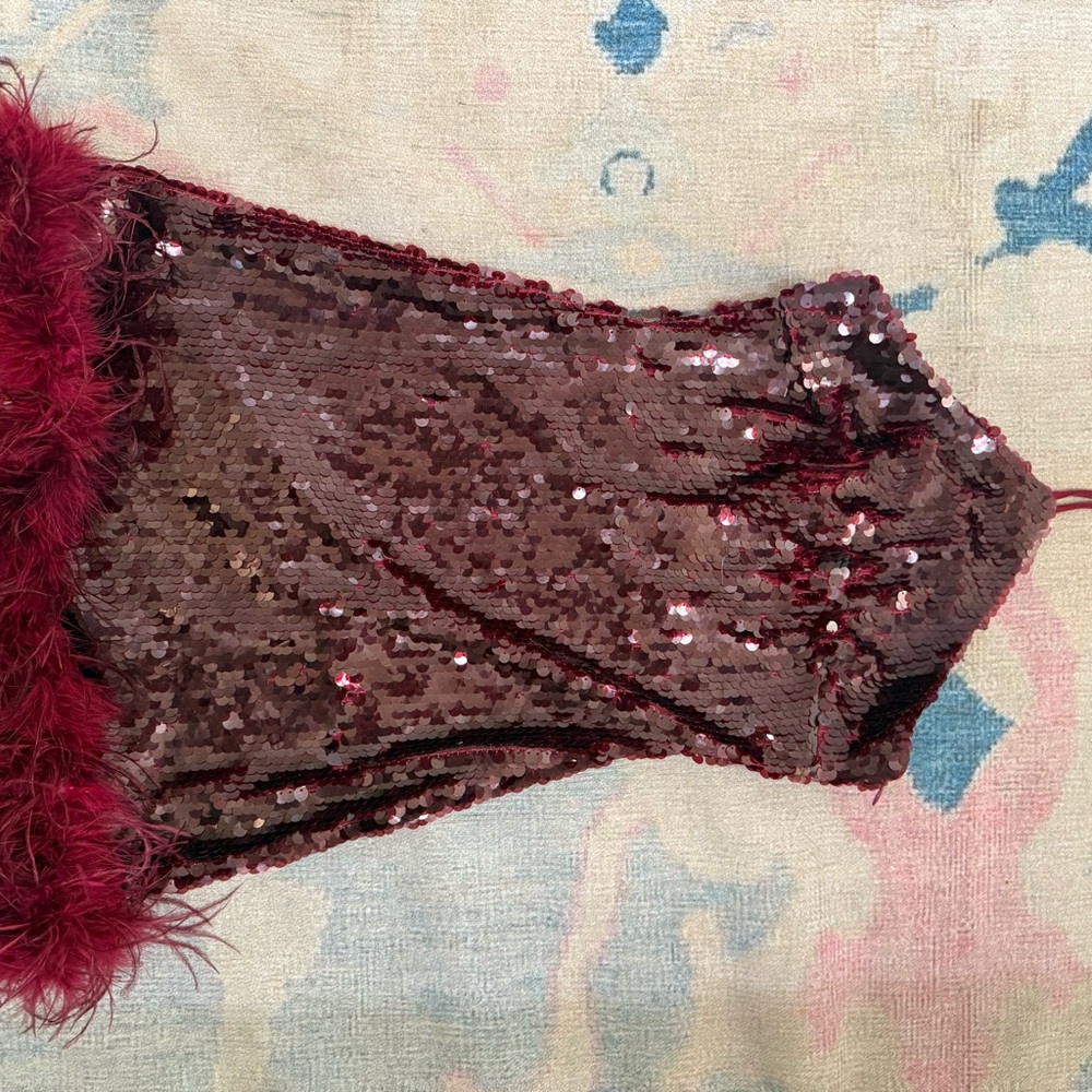 Elegant Sequin Mini Dress in Burgundy